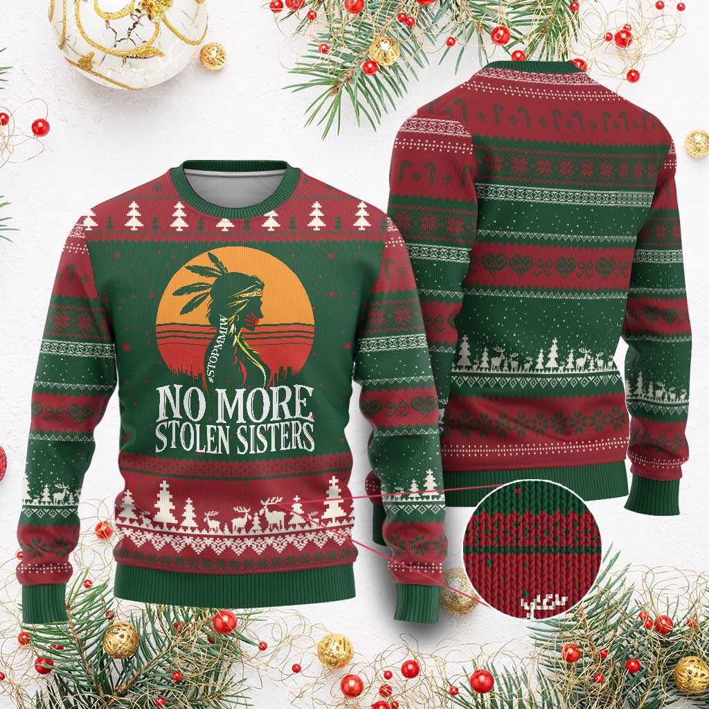 MMIW Awareness Ugly Christmas Sweater No More Stolen Sisters Native American Gift TS12 Red Green Print Your Wear