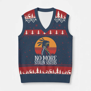 MMIW Awareness V-Neck Knit Sweater Vest No More Stolen Sisters Native American Gift TS12 Navy Red Print Your Wear