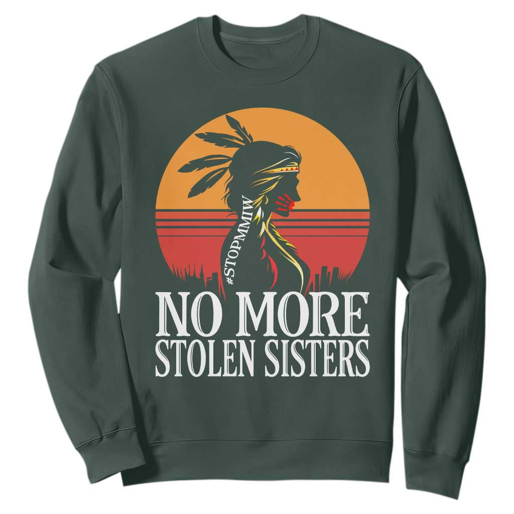 MMIW Awareness Sweatshirt No More Stolen Sisters Native American Gift TS12 Dark Forest Green Print Your Wear