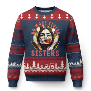 Native American Awareness Gift Ugly Christmas Sweater No More Stolen Sisters MMIW Support TS12 Navy Red Print Your Wear