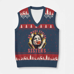 Native American Awareness Gift V-Neck Knit Sweater Vest No More Stolen Sisters MMIW Support TS12 Navy Red Print Your Wear