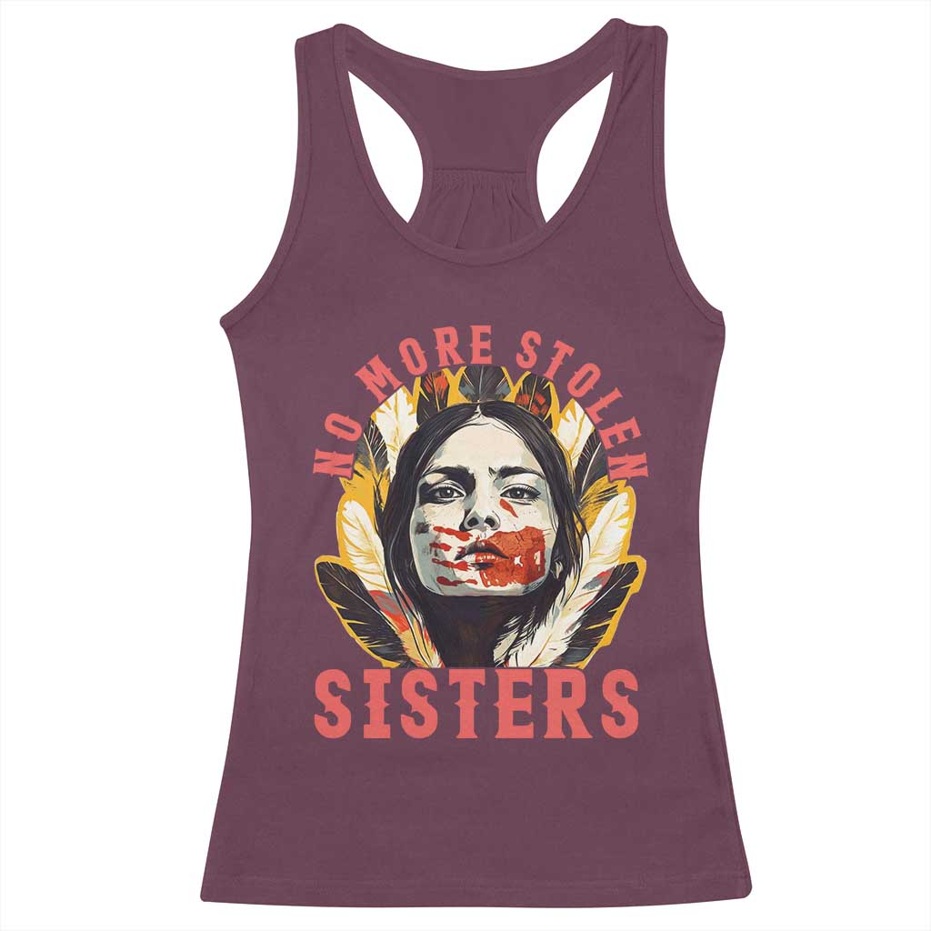 Native American Awareness Gift Racerback Tank Top No More Stolen Sisters MMIW Support TS12 Maroon Print Your Wear