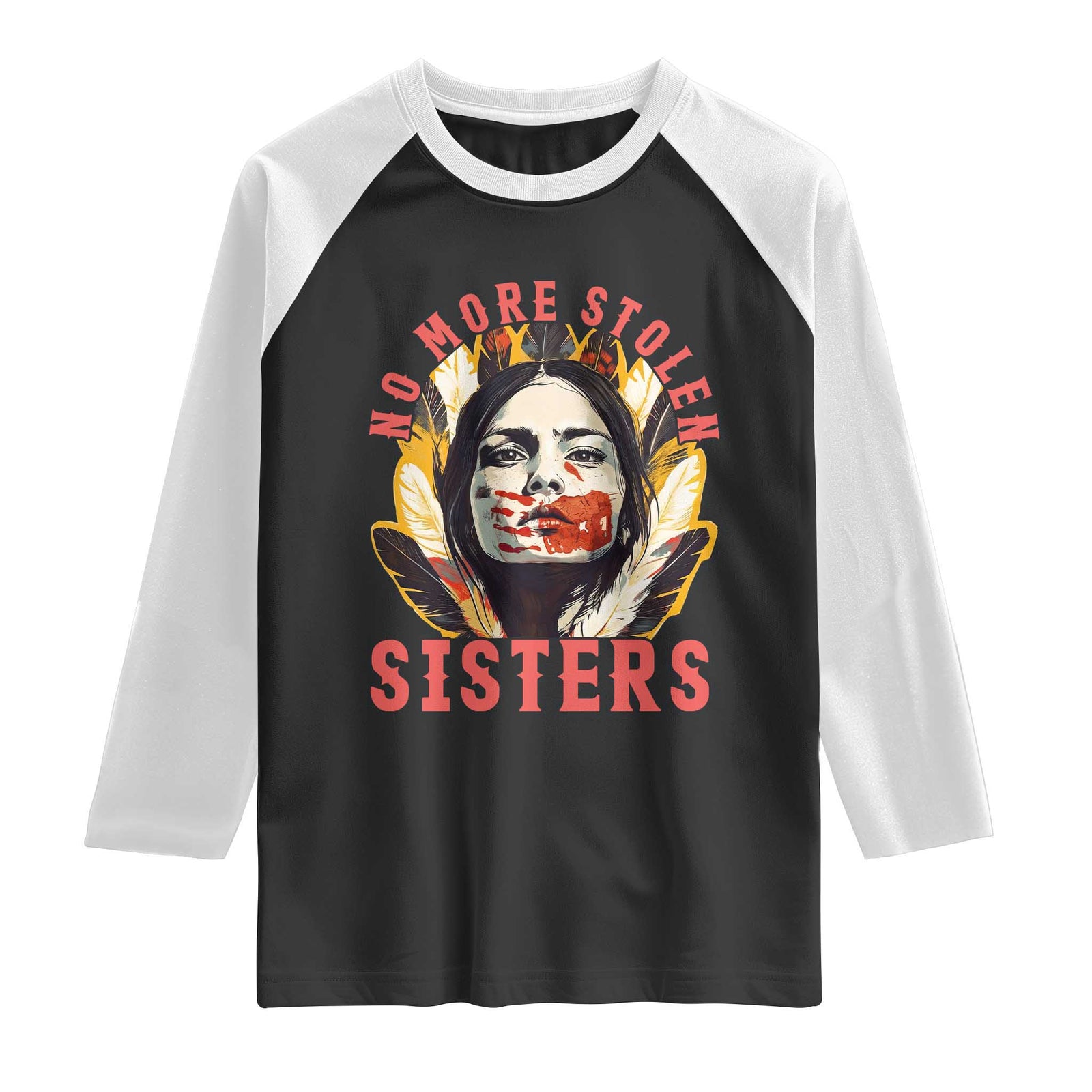 Native American Awareness Gift Raglan Shirt No More Stolen Sisters MMIW Support TS12 Black White Print Your Wear