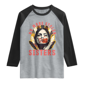 Native American Awareness Gift Raglan Shirt No More Stolen Sisters MMIW Support TS12 Heather Gray Black Print Your Wear