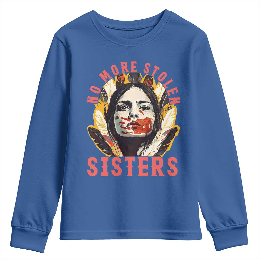Native American Awareness Gift Youth Sweatshirt No More Stolen Sisters MMIW Support TS12 Royal Blue Print Your Wear