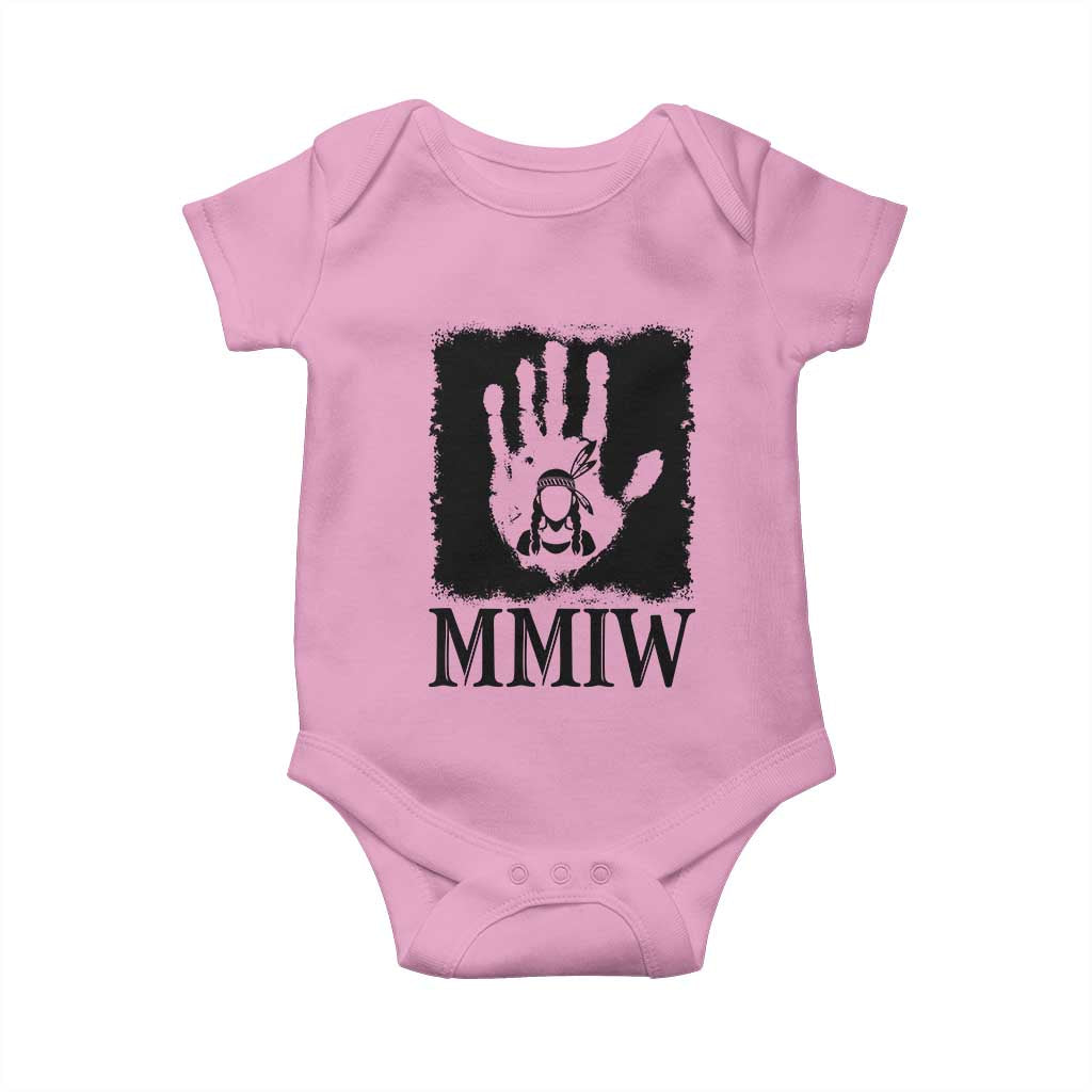Stop MMIW Baby Onesie Voices For Stolen Sisters Red Handprint Graphic TS12 Light Pink Print Your Wear