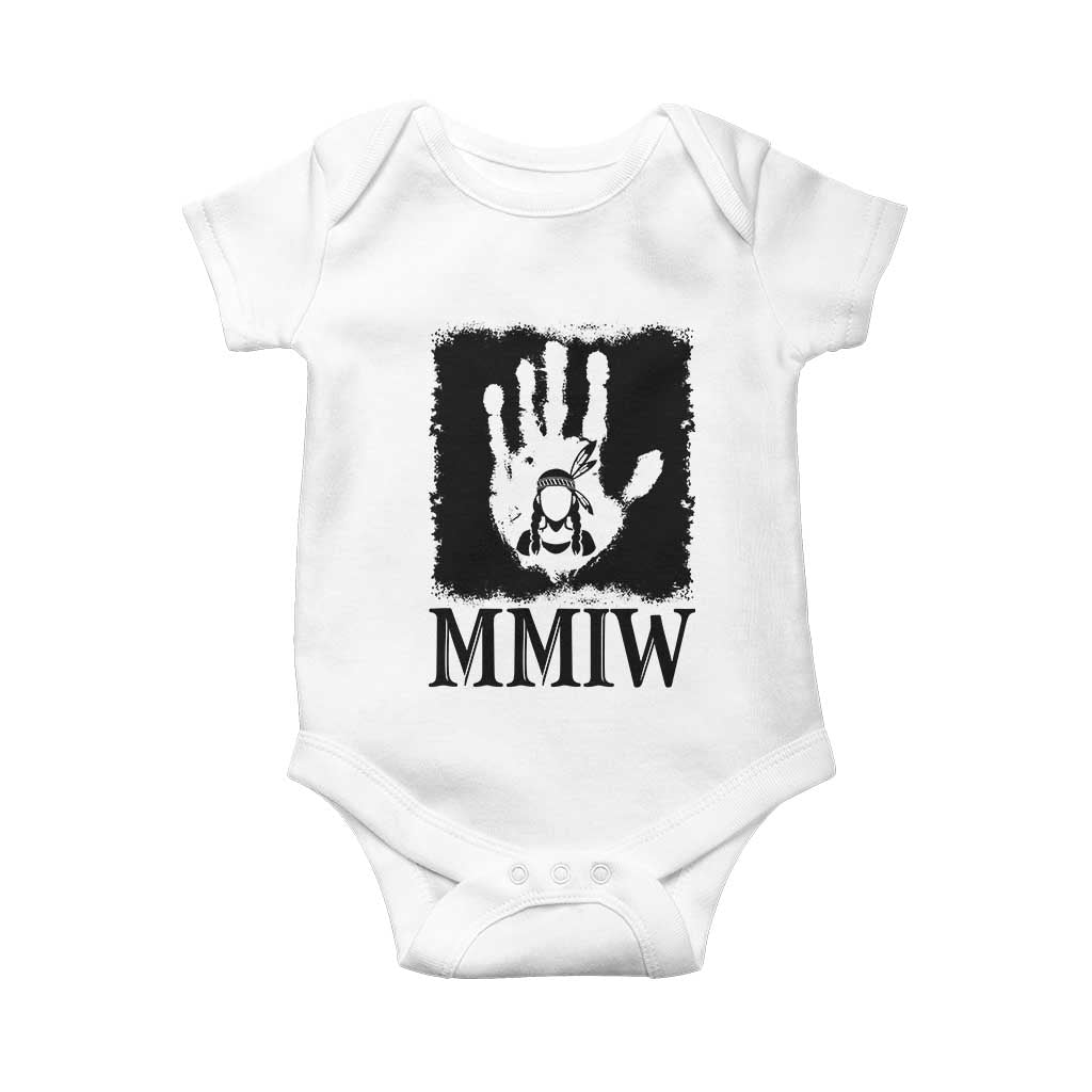 Stop MMIW Baby Onesie Voices For Stolen Sisters Red Handprint Graphic TS12 White Print Your Wear