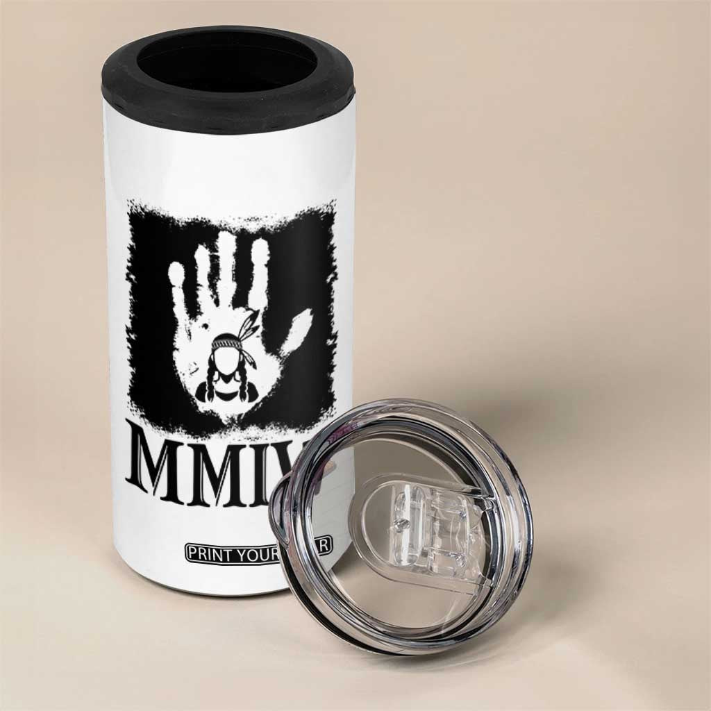 Stop MMIW 4 in 1 Can Cooler Tumbler Voices For Stolen Sisters Red Handprint Graphic TS12 Print Your Wear