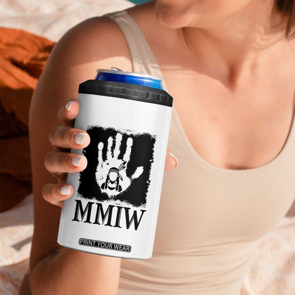 Stop MMIW 4 in 1 Can Cooler Tumbler Voices For Stolen Sisters Red Handprint Graphic TS12 Print Your Wear