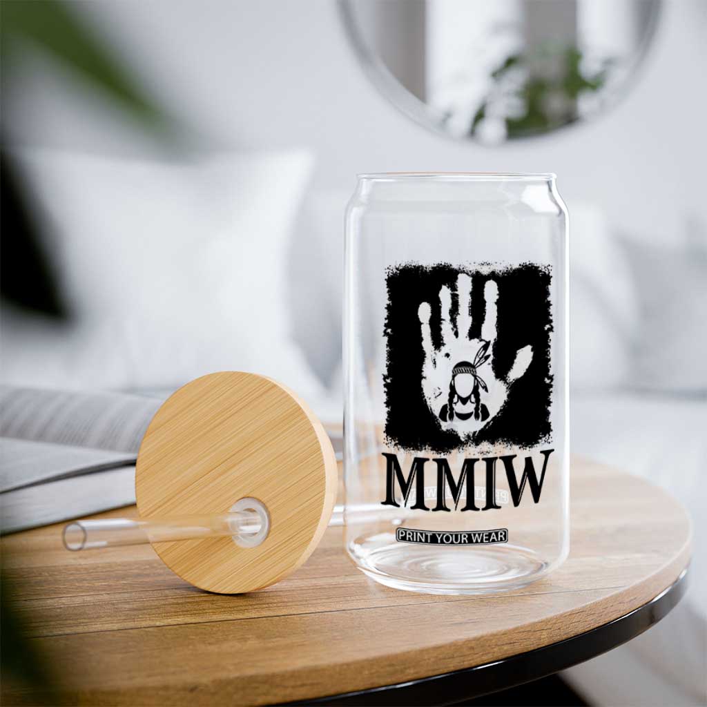 Stop MMIW Glass Can Voices For Stolen Sisters Red Handprint Graphic TS12 Print Your Wear