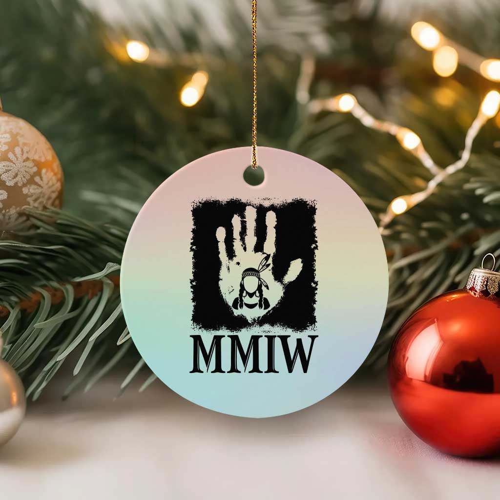 Stop MMIW Ceramic Ornament Voices For Stolen Sisters Red Handprint Graphic TS12 1pc Pastel Print Your Wear