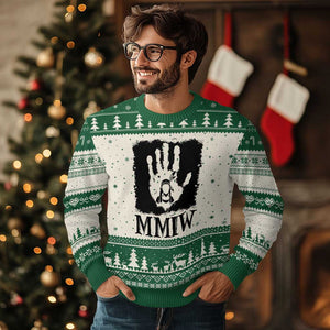 Stop MMIW Ugly Christmas Sweater Voices For Stolen Sisters Red Handprint Graphic TS12 Beige Green Print Your Wear