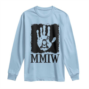 Stop MMIW Long Sleeve Shirt Voices For Stolen Sisters Red Handprint Graphic TS12 Light Blue Print Your Wear