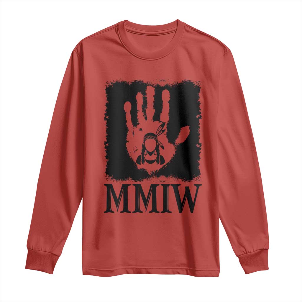 Stop MMIW Long Sleeve Shirt Voices For Stolen Sisters Red Handprint Graphic TS12 Red Print Your Wear