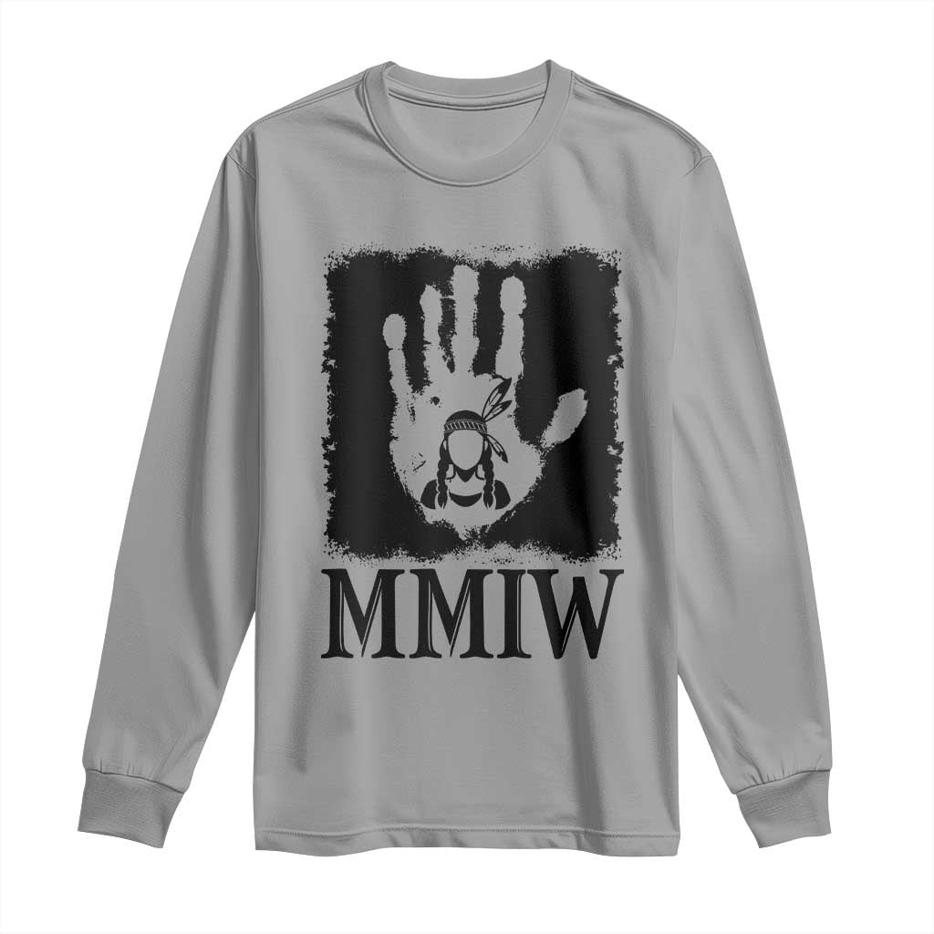 Stop MMIW Long Sleeve Shirt Voices For Stolen Sisters Red Handprint Graphic TS12 Sport Gray Print Your Wear