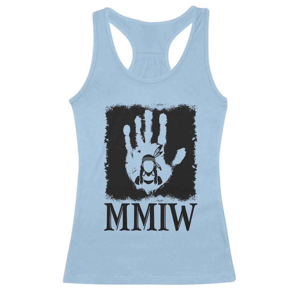 Stop MMIW Racerback Tank Top Voices For Stolen Sisters Red Handprint Graphic TS12 Light Blue Print Your Wear