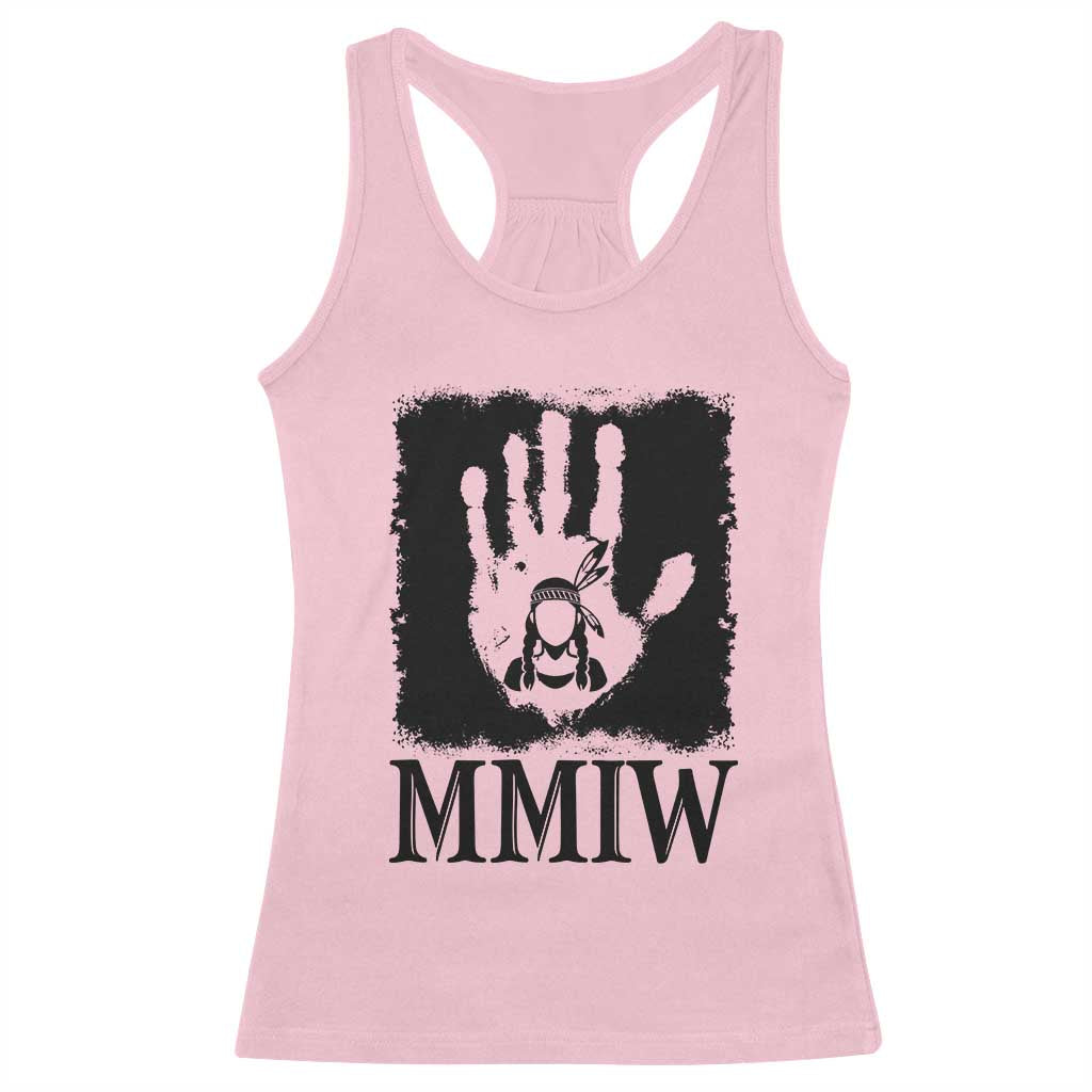 Stop MMIW Racerback Tank Top Voices For Stolen Sisters Red Handprint Graphic TS12 Light Pink Print Your Wear