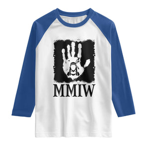 Stop MMIW Raglan Shirt Voices For Stolen Sisters Red Handprint Graphic TS12 White Royal Print Your Wear