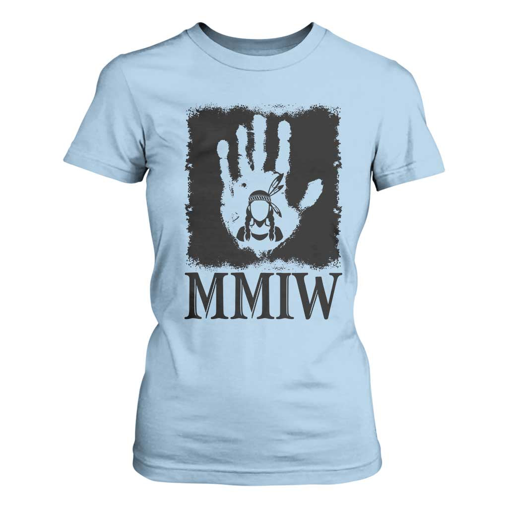 Stop MMIW T Shirt For Women Voices For Stolen Sisters Red Handprint Graphic TS12 Light Blue Print Your Wear