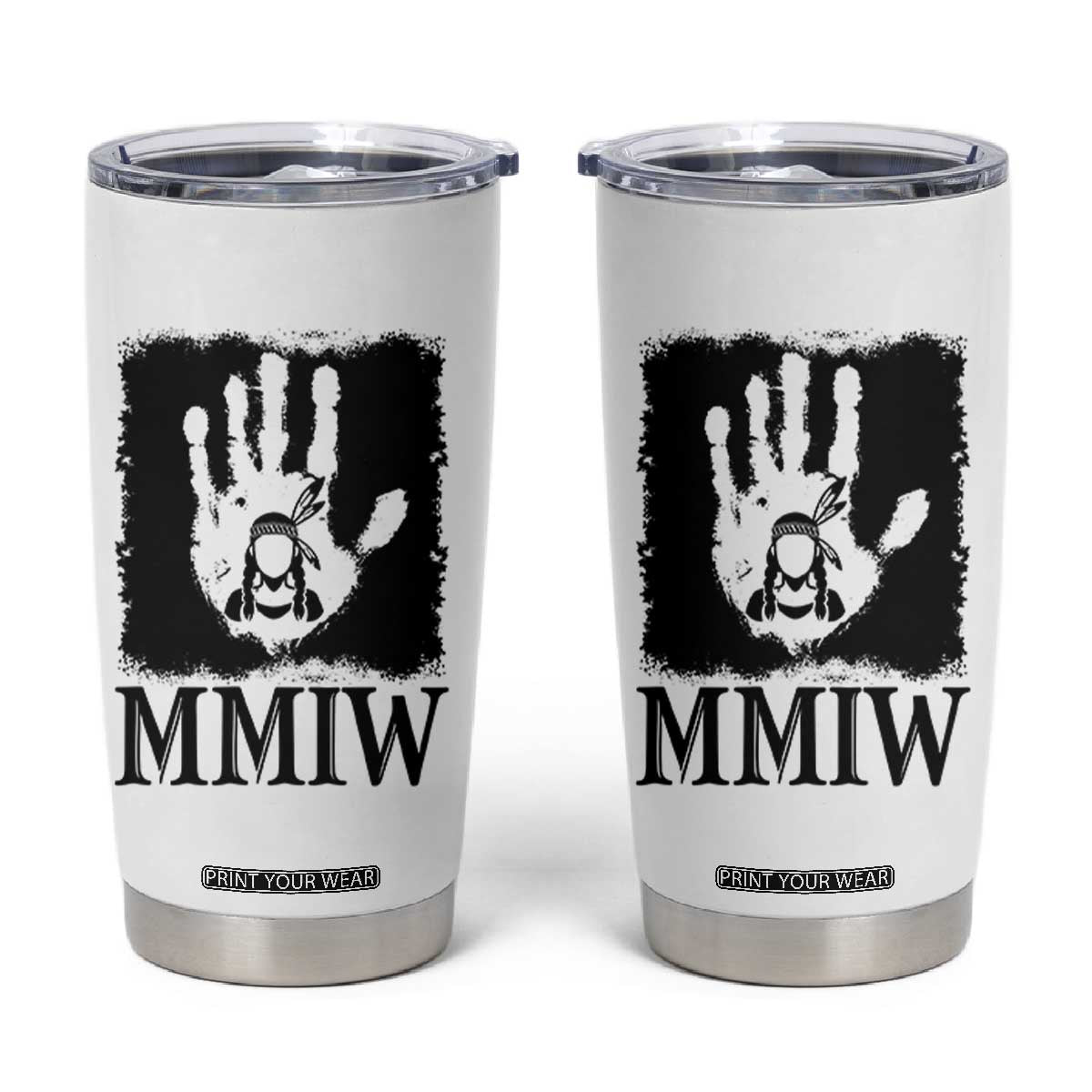 Stop MMIW Tumbler Cup Voices For Stolen Sisters Red Handprint Graphic TS12 White Print Your Wear