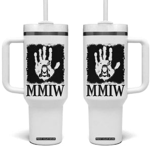 Stop MMIW Tumbler With Handle Voices For Stolen Sisters Red Handprint Graphic TS12 One Size: 40 oz White Print Your Wear