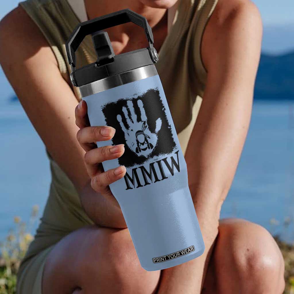Stop MMIW Flip Straw Tumbler Voices For Stolen Sisters Red Handprint Graphic TS12 One Size: 30 oz Light Blue Print Your Wear