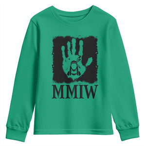 Stop MMIW Youth Sweatshirt Voices For Stolen Sisters Red Handprint Graphic TS12 Irish Green Print Your Wear