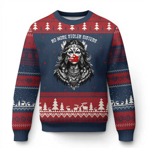 MMIW Awareness Support Ugly Christmas Sweater No More Stolen Sisters TS12 Navy Red Print Your Wear