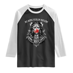 MMIW Awareness Support Raglan Shirt No More Stolen Sisters TS12 Black White Print Your Wear