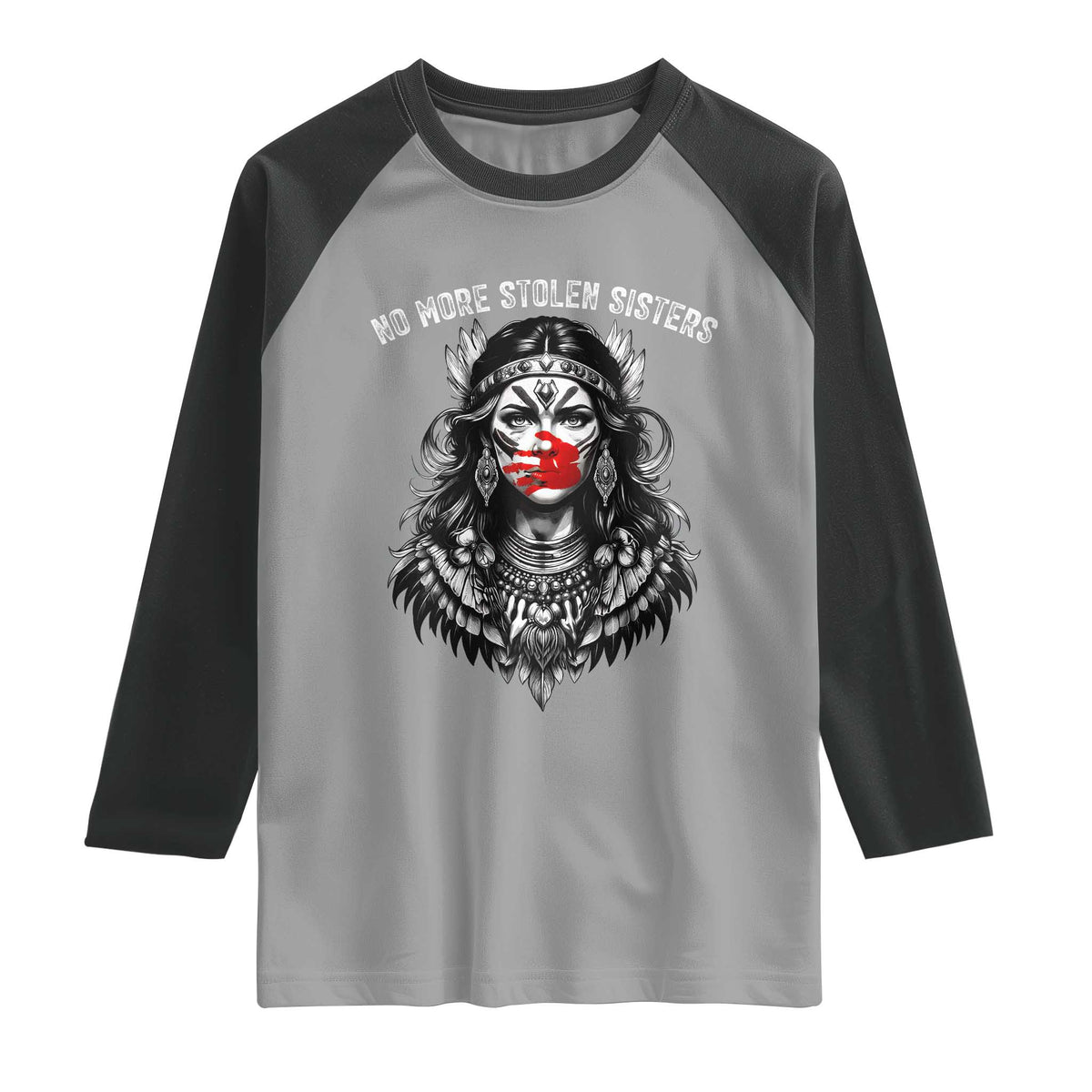 MMIW Awareness Support Raglan Shirt No More Stolen Sisters TS12 Sport Gray Black Print Your Wear