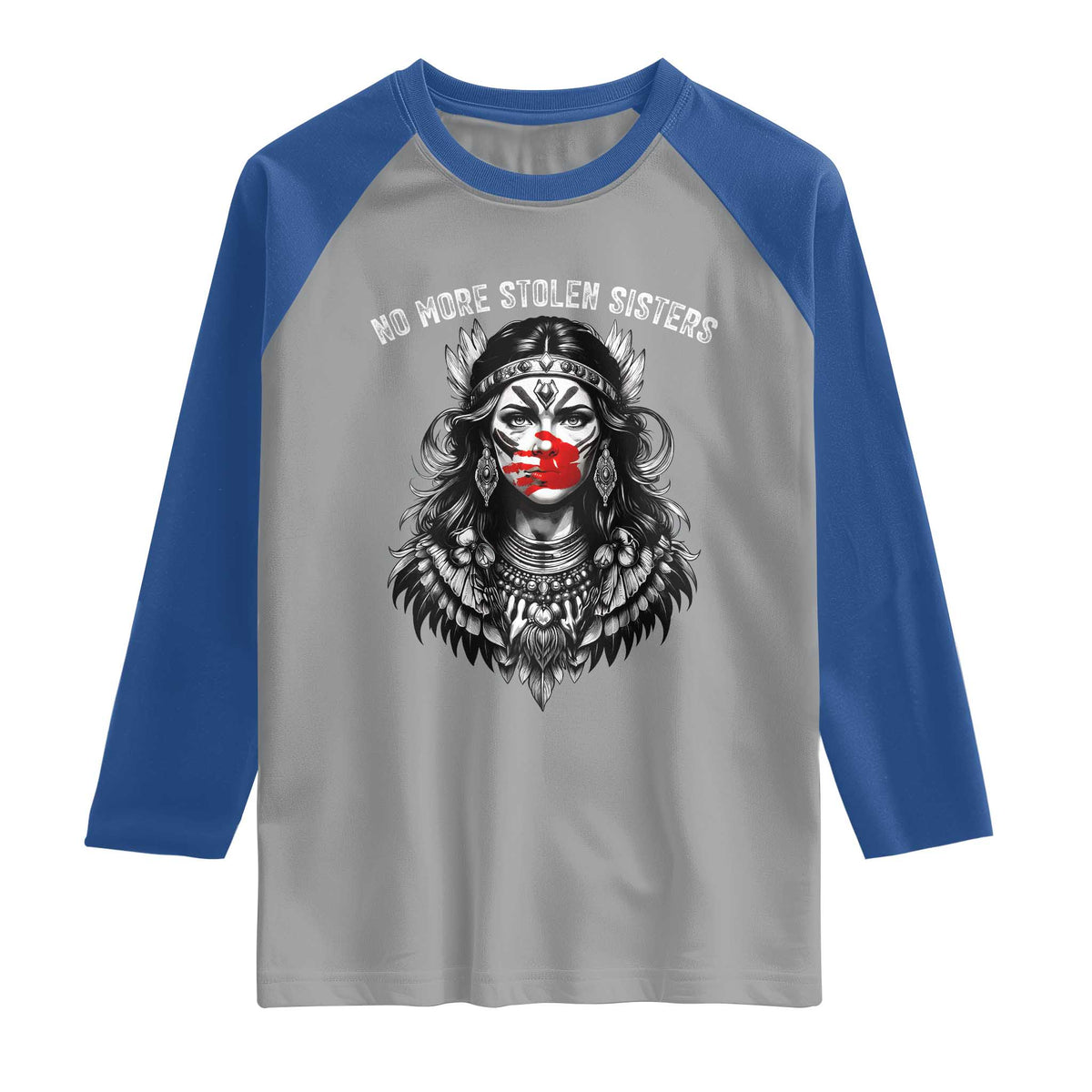 MMIW Awareness Support Raglan Shirt No More Stolen Sisters TS12 Sport Gray Royal Print Your Wear