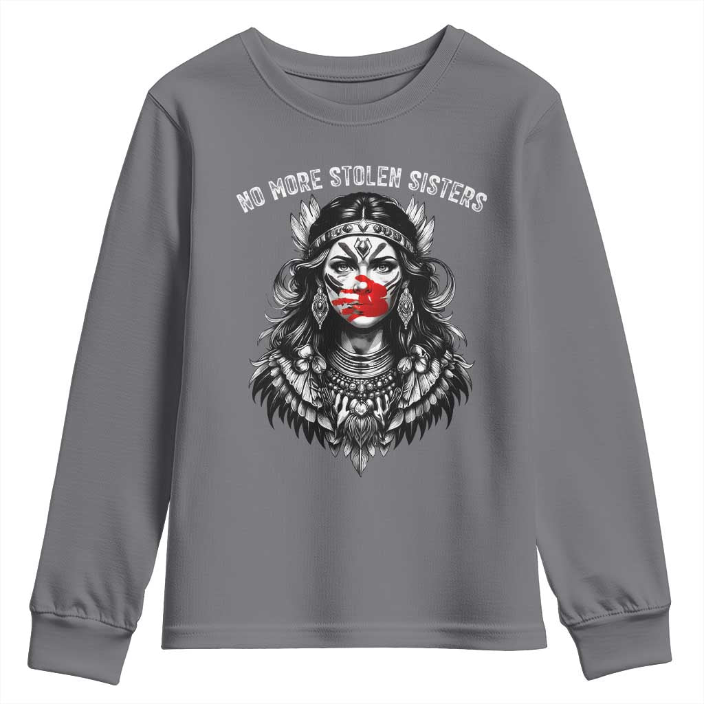 MMIW Awareness Support Youth Sweatshirt No More Stolen Sisters TS12 Charcoal Print Your Wear