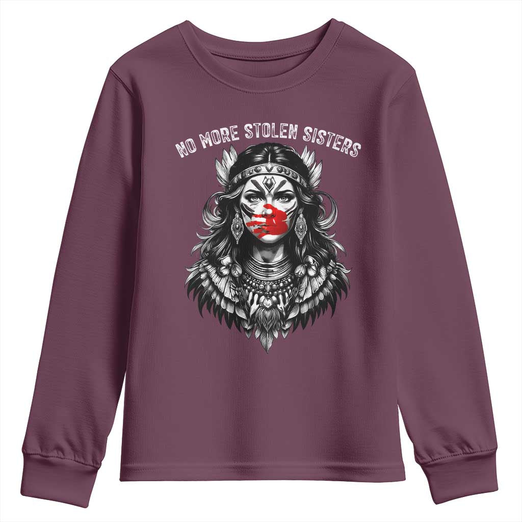 MMIW Awareness Support Youth Sweatshirt No More Stolen Sisters TS12 Maroon Print Your Wear