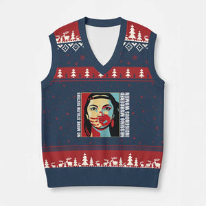MMIW Awareness Support V-Neck Knit Sweater Vest Voices For Stolen Sisters Native American TS12 Navy Red Print Your Wear