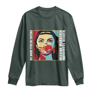 MMIW Awareness Support Long Sleeve Shirt Voices For Stolen Sisters Native American TS12 Dark Forest Green Print Your Wear
