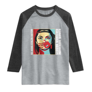 MMIW Awareness Support Raglan Shirt Voices For Stolen Sisters Native American TS12 Heather Gray Heather Charcoal Print Your Wear