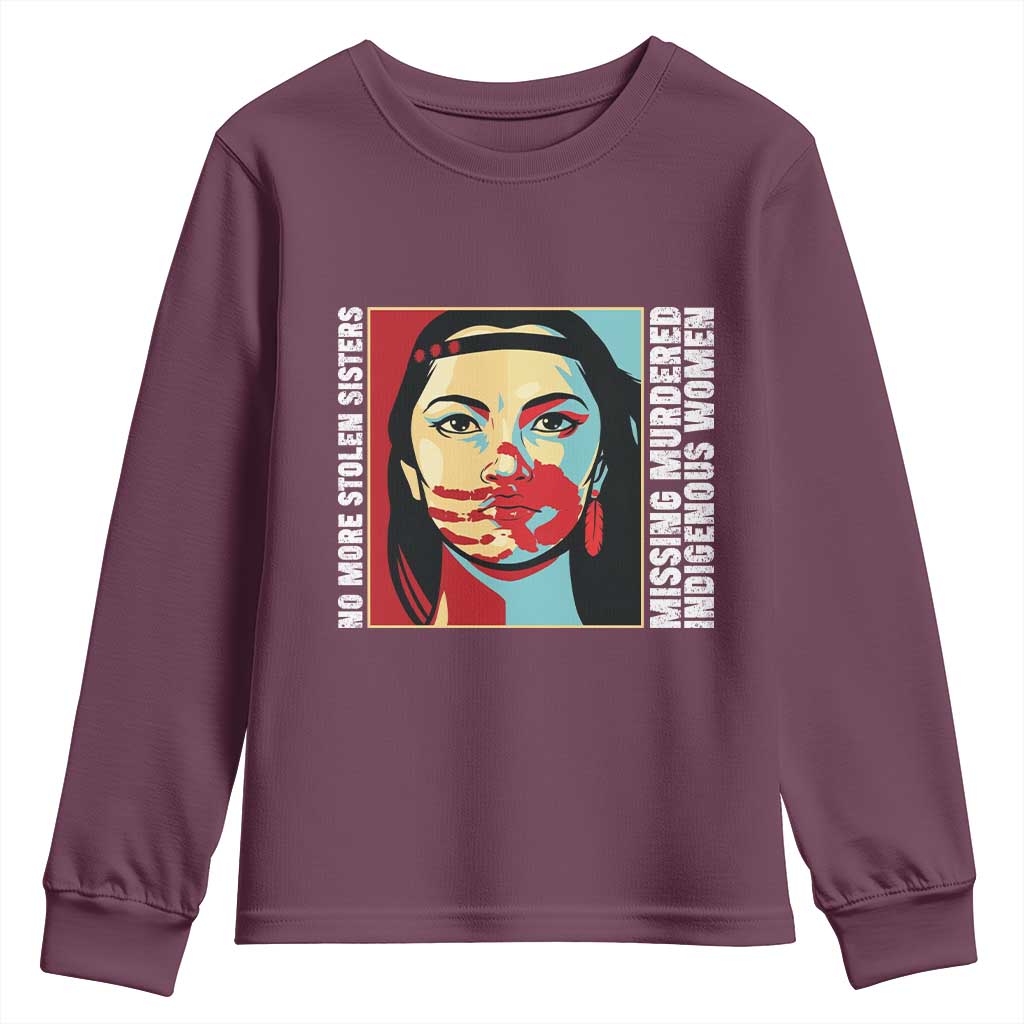 MMIW Awareness Support Youth Sweatshirt Voices For Stolen Sisters Native American TS12 Maroon Print Your Wear