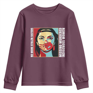 MMIW Awareness Support Youth Sweatshirt Voices For Stolen Sisters Native American TS12 Maroon Print Your Wear