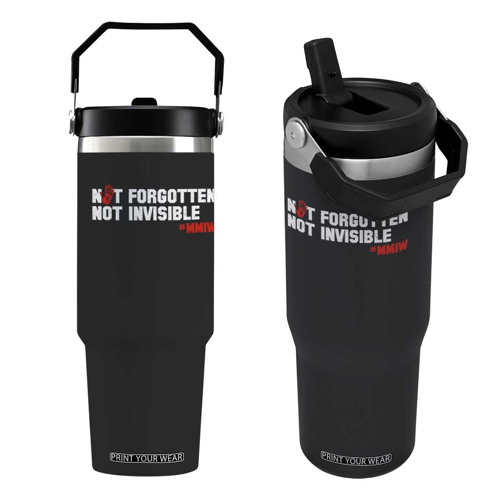 MMIW Awareness Flip Straw Tumbler Not Forgotten Not Invisible Indigenous Women TS12 One Size: 30 oz Black Print Your Wear