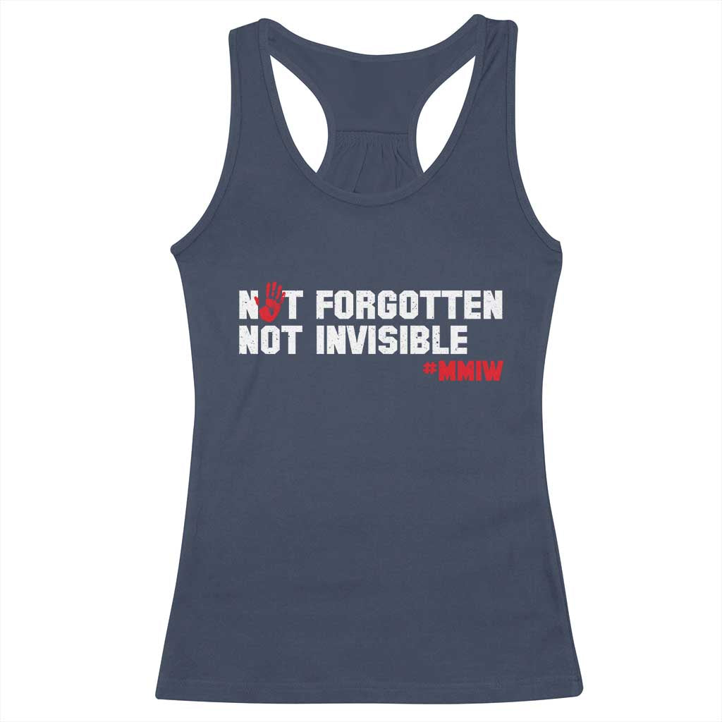 MMIW Awareness Racerback Tank Top Not Forgotten Not Invisible Indigenous Women TS12 Navy Print Your Wear
