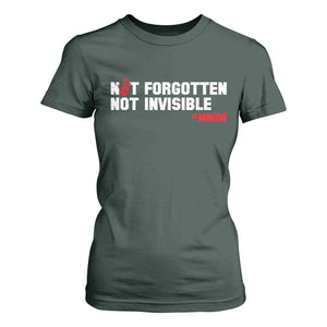 MMIW Awareness T Shirt For Women Not Forgotten Not Invisible Indigenous Women TS12 Dark Forest Green Print Your Wear