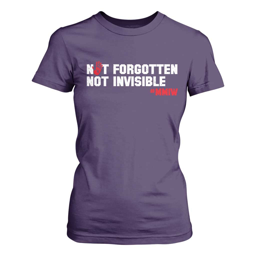MMIW Awareness T Shirt For Women Not Forgotten Not Invisible Indigenous Women TS12 Purple Print Your Wear