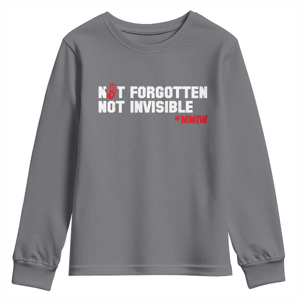 MMIW Awareness Youth Sweatshirt Not Forgotten Not Invisible Indigenous Women TS12 Charcoal Print Your Wear