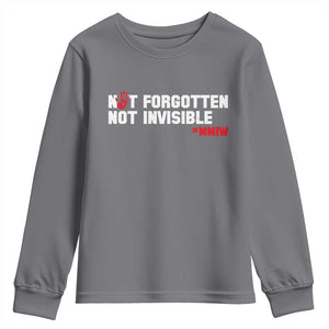 MMIW Awareness Youth Sweatshirt Not Forgotten Not Invisible Indigenous Women TS12 Charcoal Print Your Wear