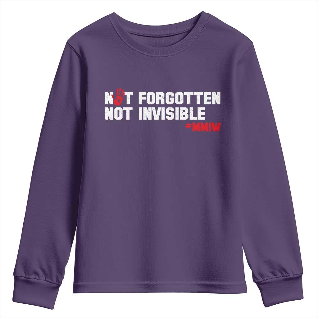 MMIW Awareness Youth Sweatshirt Not Forgotten Not Invisible Indigenous Women TS12 Purple Print Your Wear