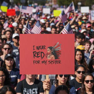 MMIW Awareness Month Indigenous Support Gift Protest Sign I Wear Red For My Sister TS12 Horizontal 18" × 24" Red Print Your Wear