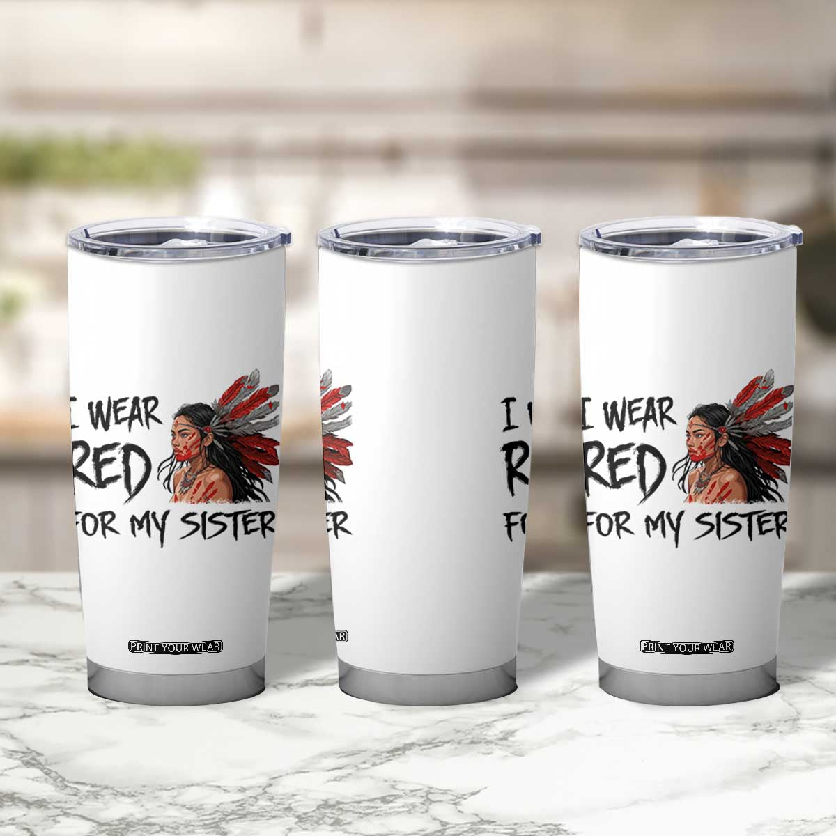 MMIW Awareness Month Indigenous Support Gift Tumbler Cup I Wear Red For My Sister TS12 Print Your Wear