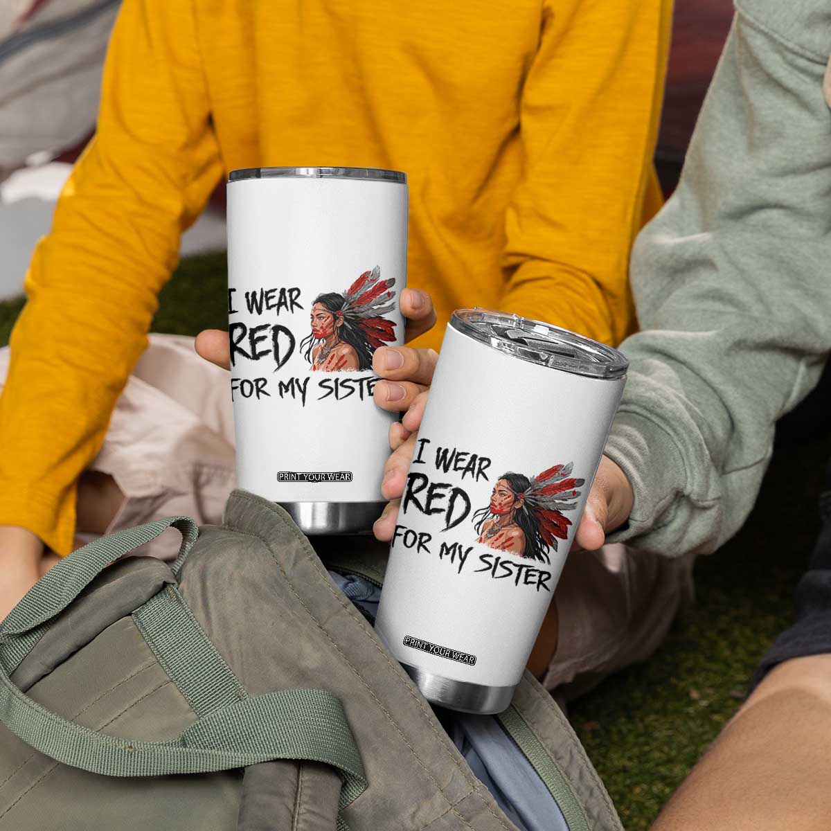MMIW Awareness Month Indigenous Support Gift Tumbler Cup I Wear Red For My Sister TS12 Print Your Wear