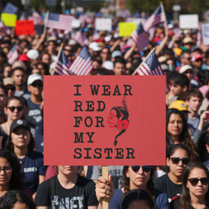 MMIW Awareness Month Native American Protest Sign I Wear Red For My Sister TS12 Horizontal 18" × 24" Red Print Your Wear