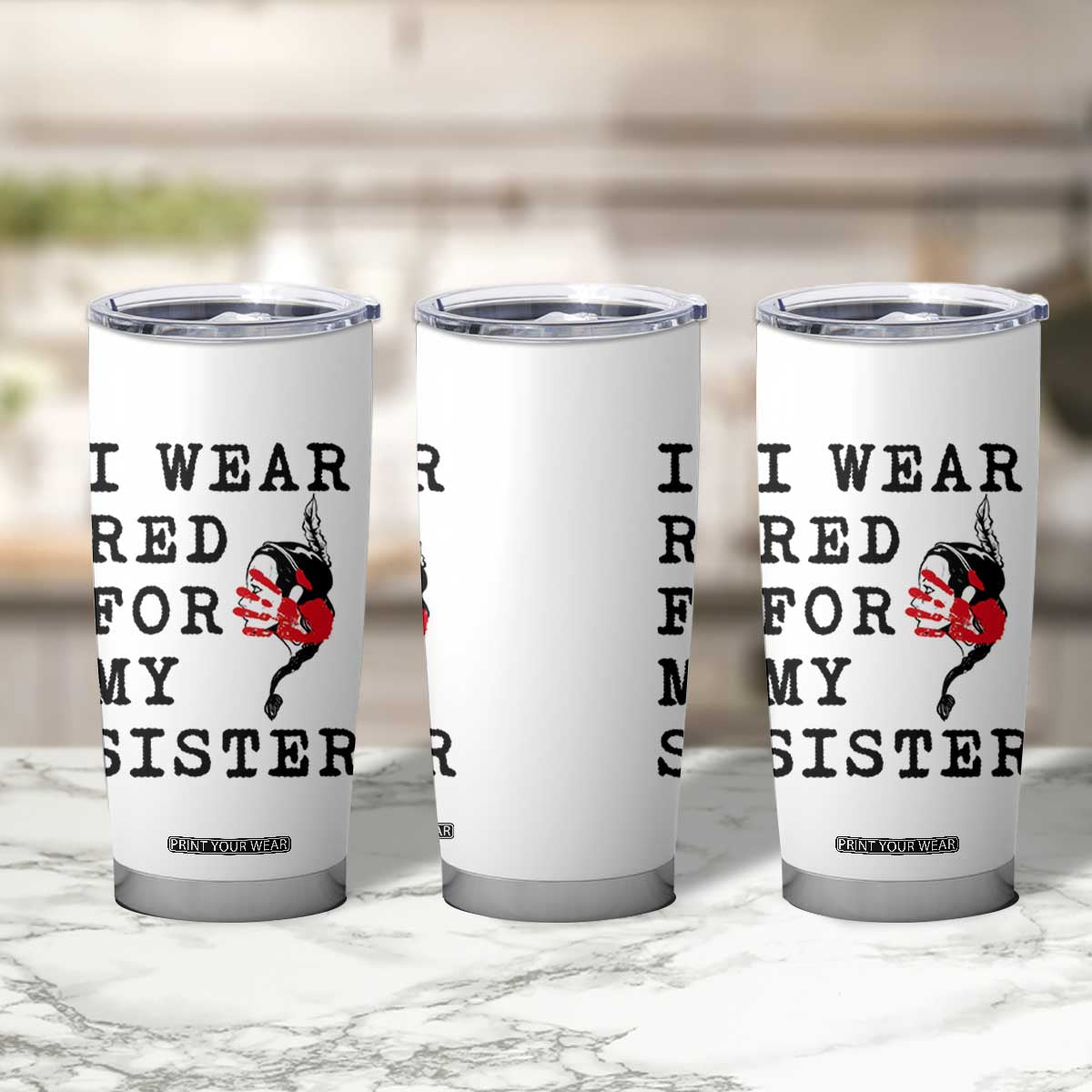 MMIW Awareness Month Native American Tumbler Cup I Wear Red For My Sister TS12 Print Your Wear